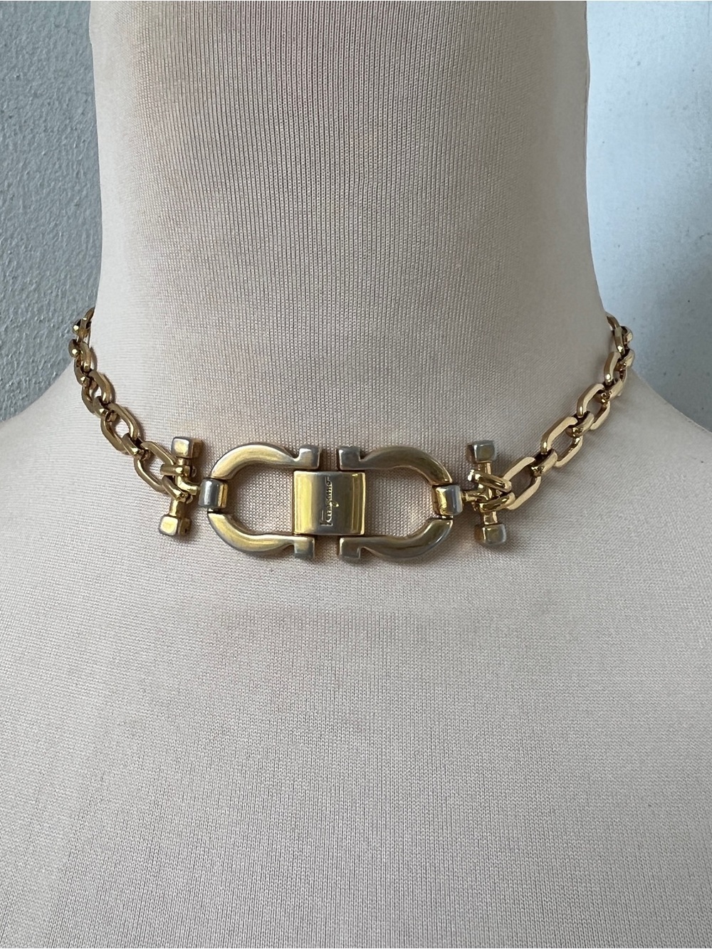 Vintage Ferragamo x Junk You! Rescued OG Hardware Upcycled Choker Necklace ~15”